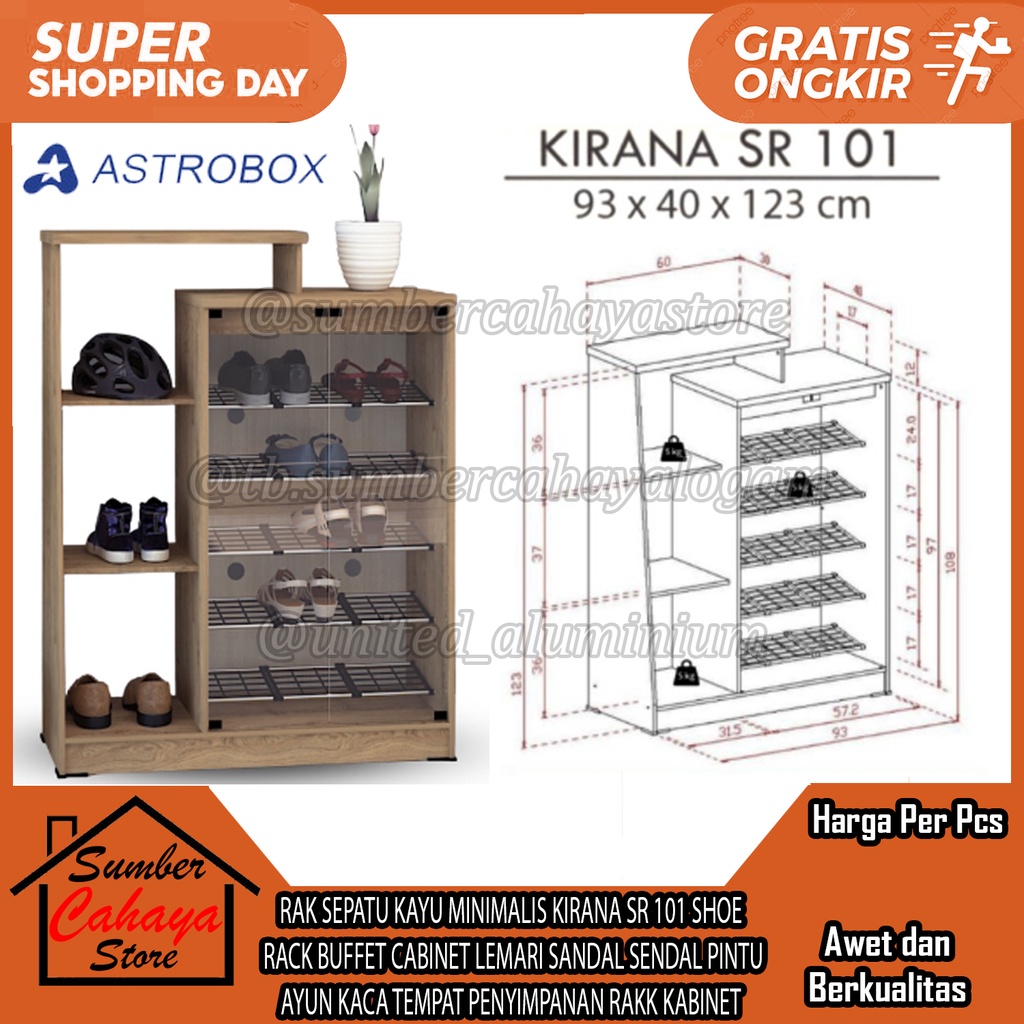 RAK SEPATU KAYU MINIMALIS KIRANA SR 101 SHOE RACK HELM BUFFET CABINET LEMARI SANDAL SENDAL PINTU AYU