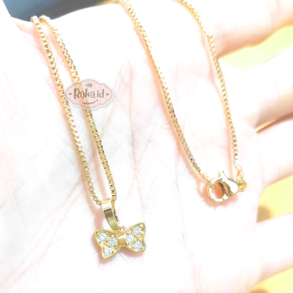 Kalung Anak Rantai Italy Motif Pita Simple Perhiasan Cantik Anak 1182