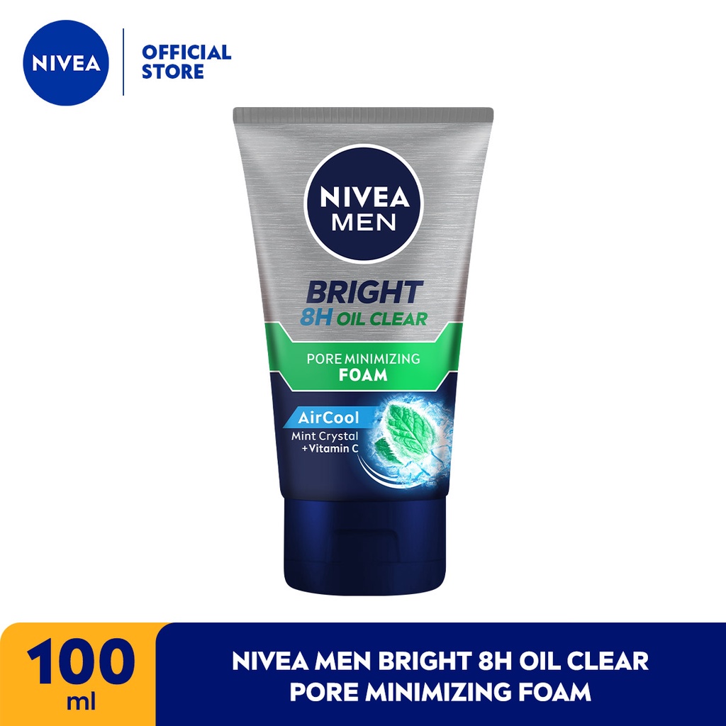 (NEW) Nivea Men Bright Oil Clear- Pore Minimizing foam - 100ml