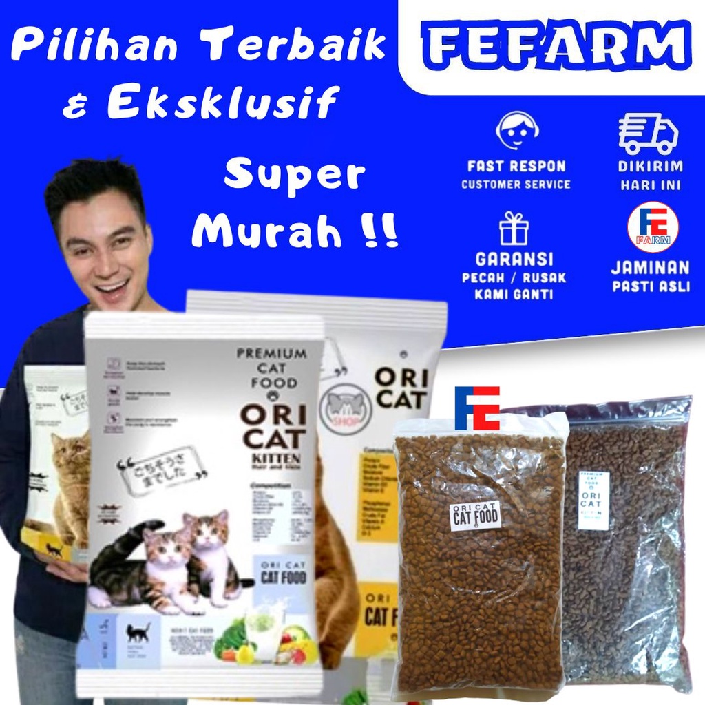 Pakan Kucing Ori Cat Kitten 100gram Adult Makanan Kucing Kering Hair And Skin FEFARM