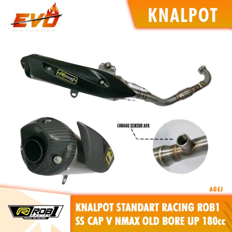 KNALPOT STANDAR RACING ROB 1 NMAX OLD SS CAP V BORE UP