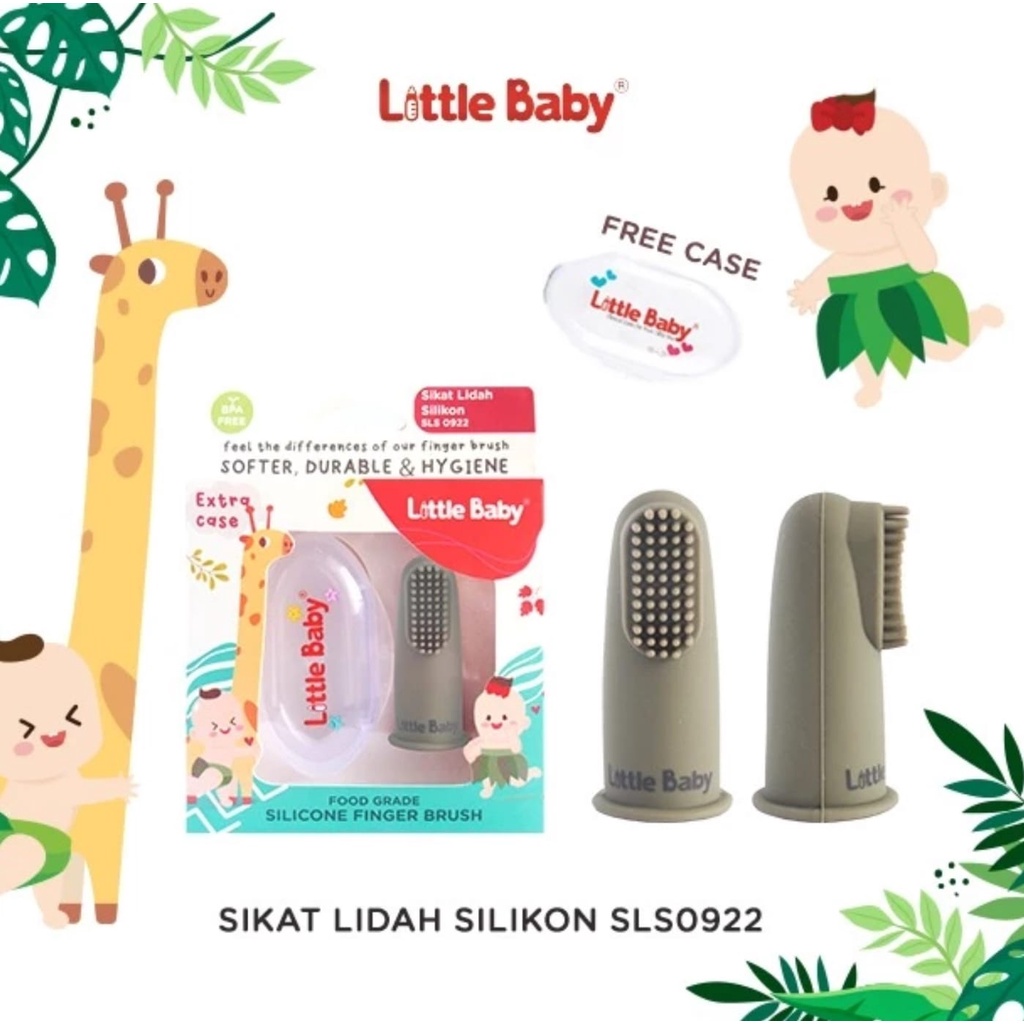 Little Baby SIKAT Gigi / Gusi dan LIDAH + case / wadah penyimpan - Silicone Finger Toothbrush - sikat lidah silikon