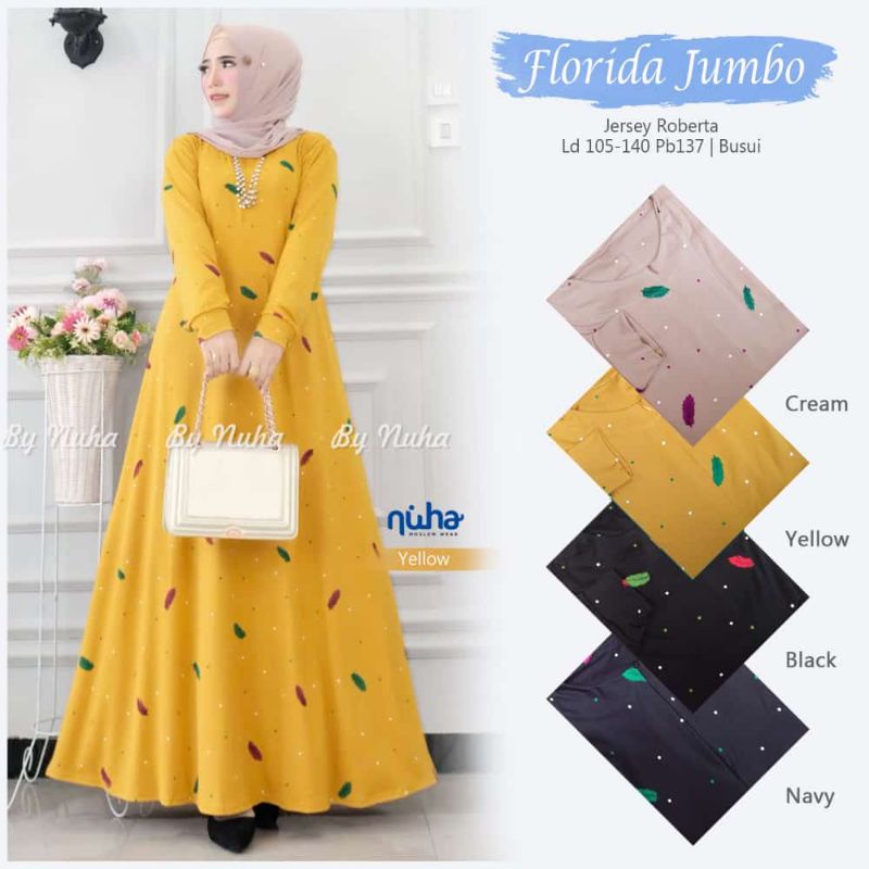Florida Jumbo Dress//gamis bahan Jersey Roberta//gamis murah