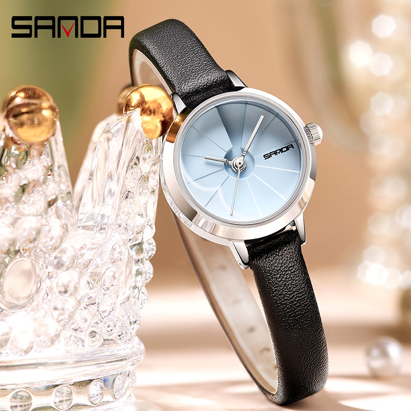 SANDA 1113 Jam Tangan Wanita Analog Retro Style Tali Kulit Quartz WATCHKITE WKOS