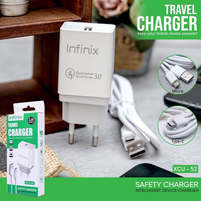 (ba) TC/Charger INFINIX XCU-52 Hot 9 HOT 10 Hot 9 Play Smart 5/4 USB Micro 2.0A