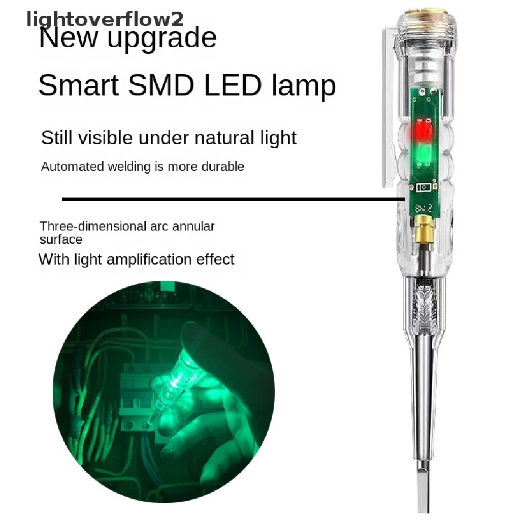 (lightoverflow2) Pena Tester Voltase Listrik 70-250V Tahan Air Dengan Lampu Indikator