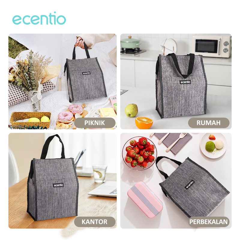 ecentio Lunch Cooler Bag Tas Bekal Tas Tote/Portable Kotak Makan lunch bag/tas/penyimpan suhu panas