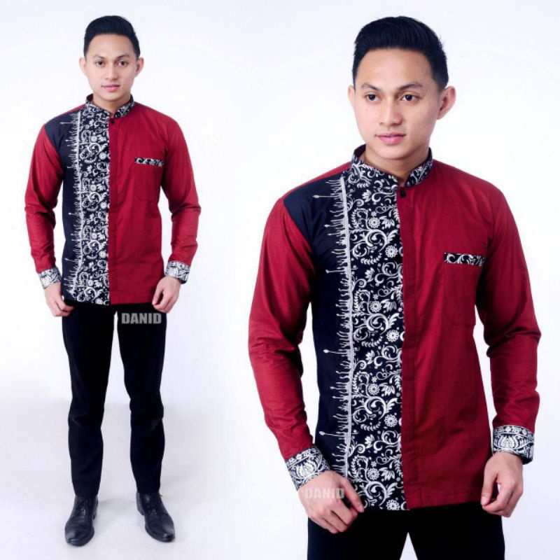 Koko Bordir Kombinasi Batik Lengan Panjang Terlaris Size M, L, XL #6 ( ORIGINAL )