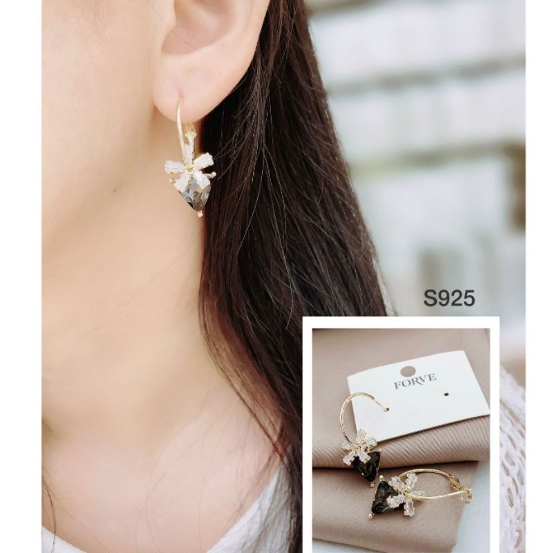 Anting Silver925 Perak 9 Mata Kilau Platgold anting silver Anti Karat anti alergi anting zircon premium 007