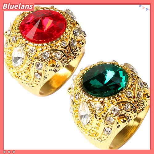 Bluelans Men Vintage Luxury Big Resin Crown Gold Plated Alloy Ring Jewelry Size 7-10