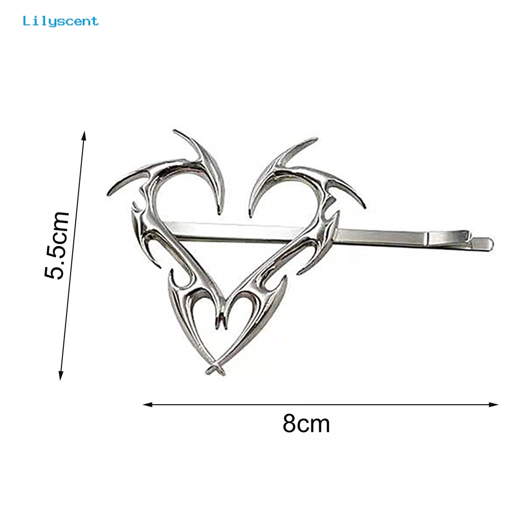 Jepit Rambut Bentuk Hati Geometris Warna Silver Gaya Hip Hop