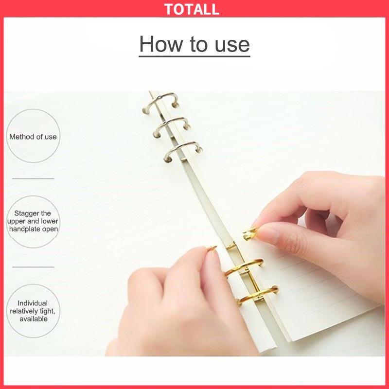 COD 1 Piece 3Hole Metal Clip Book Rings Loose-leaf Binder-Totall
