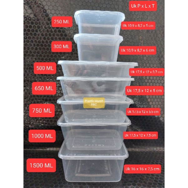 ECER, (pembelian 10 Pcs) Thinwall RECTANGLE 250 ml, 300 ml  500ml, 650 ml, 750 ml, 1000 ml, 1500 ml,