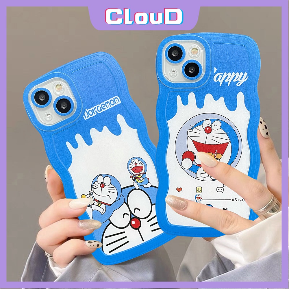 Soft Tpu Kartun Milk Tea Case Vivo Y22 Y75 Y15A Y12s Y25E Y16 Y11 V23E Y20 Y12 Y35 V20 Y12i Y91 Y91C Y21 V21 Y1s Y55 Y15s Y15 Y30 Y21s Y17 Y33s T1 Wavy Edge Cute Doreamon Cover