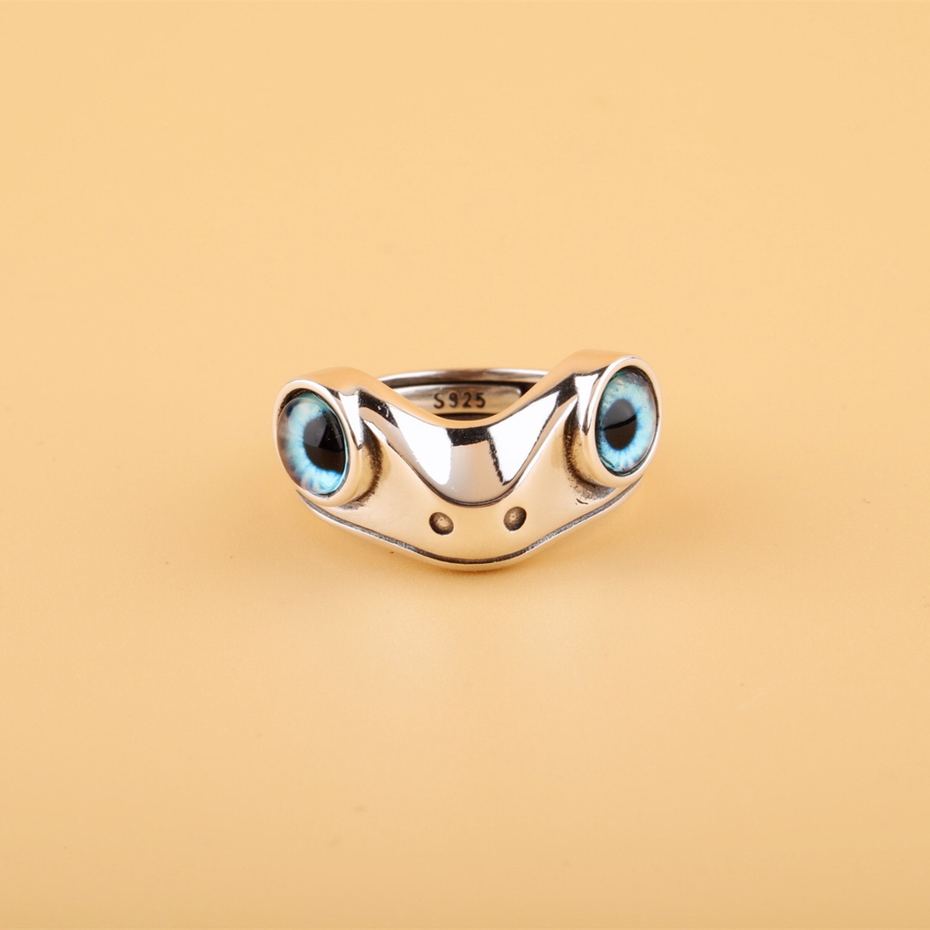 Devil's Eye Ring Blue Eyes Frog Three-dimensional Shape Hip Hop Opening Ring