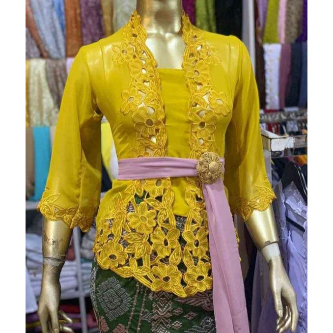 kebaya bordir kuning sandat