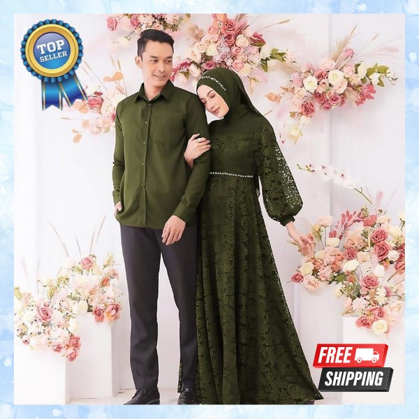 Toko Gamis Couple Marisa Baju Gamis Couple Pasangan Muslim Suami Istri Motif Full Brukat Pesta Konda