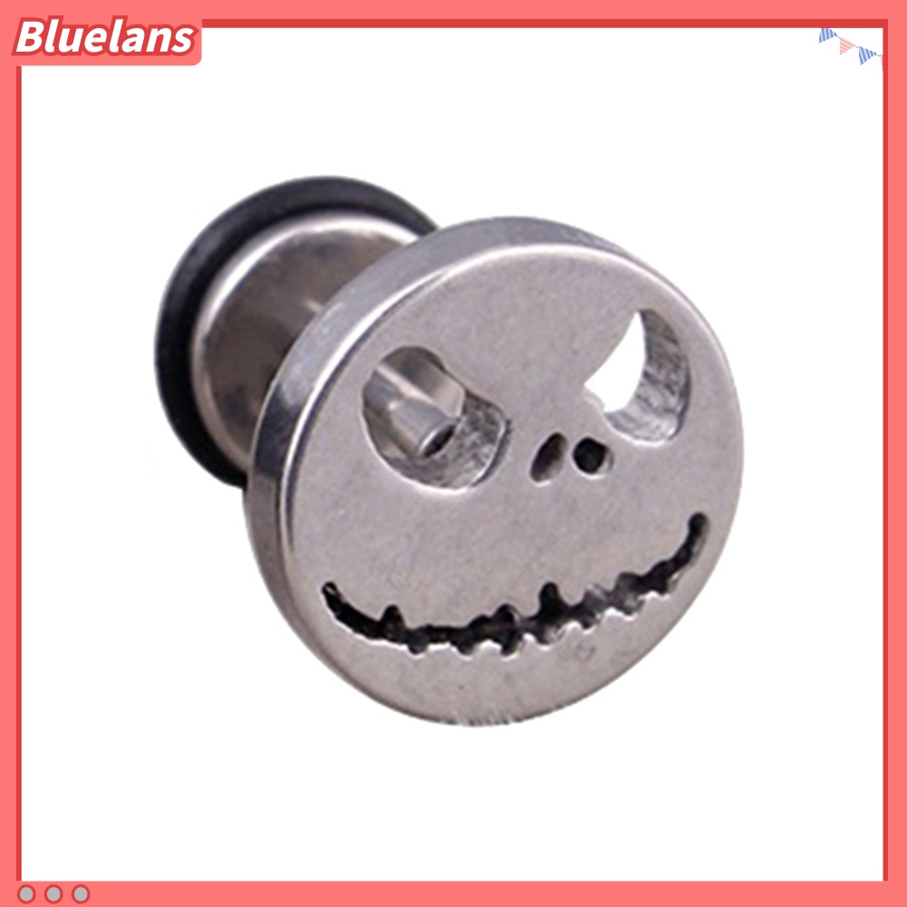 Bluelans Anting Stud Tindik Desain Tengkorak Halloween Bahan Titanium Steel Untuk Pria Dan Wanita