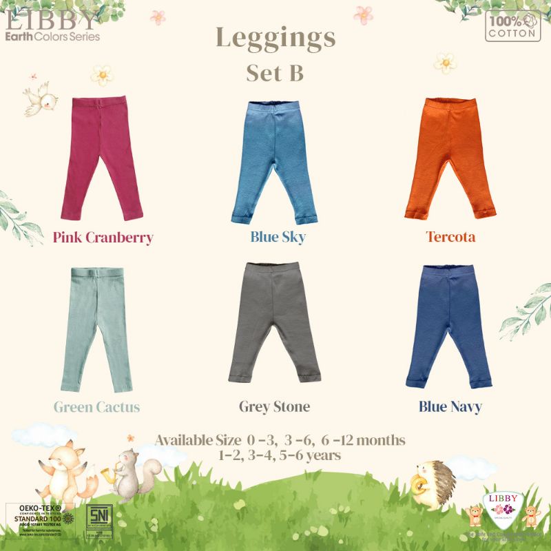 Legging Bayi Celana Panjang Anak LIBBY Earth Colour Leggings New Series 0-6 Tahun (1pcs)