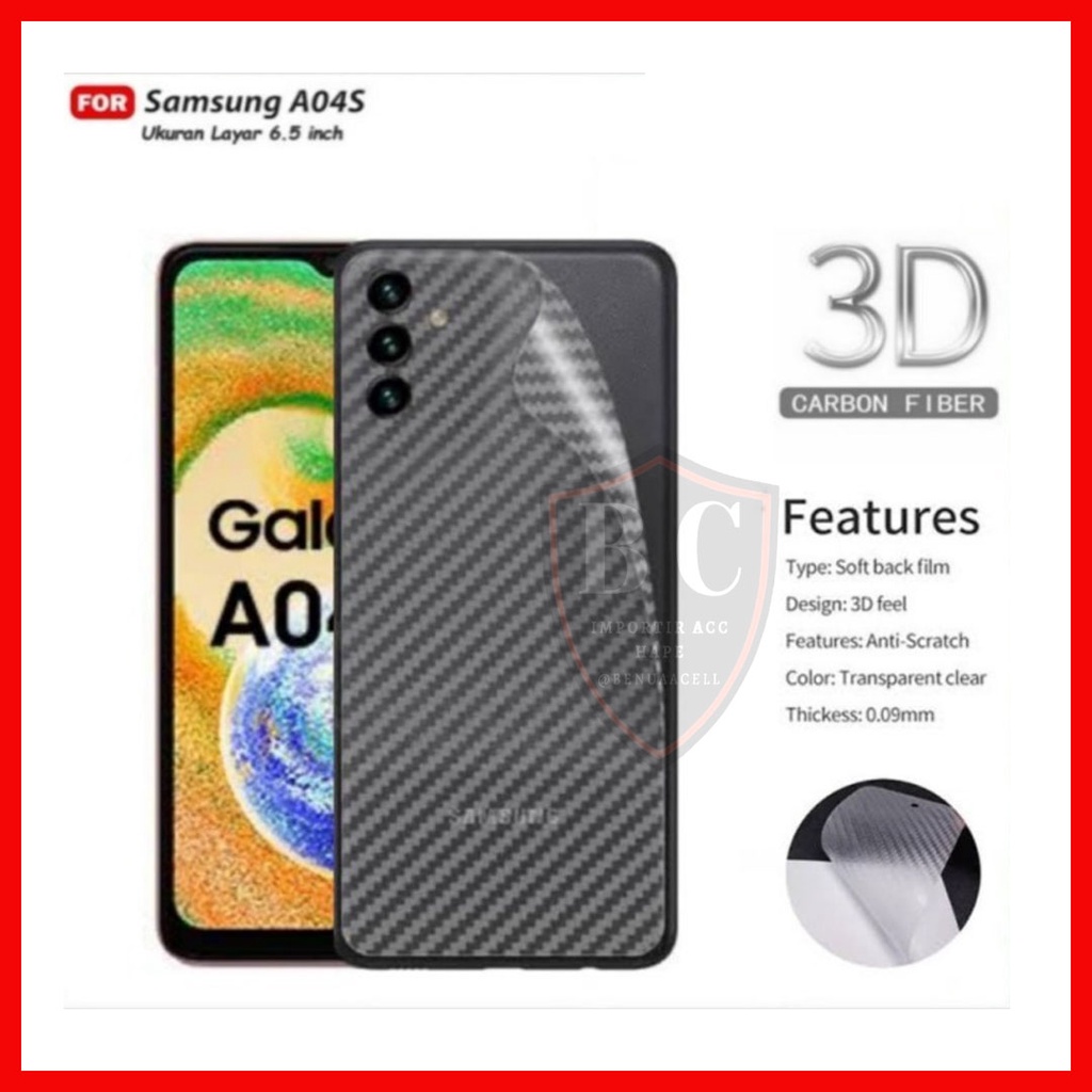 SKIN CARBON SAMSUNG A04S - ANTI GORES BELAKANG SAMSUNG A04S / A13 5G