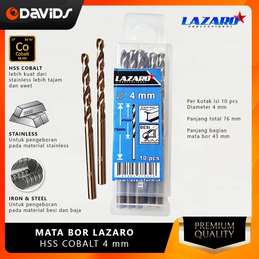 Mata Bor Besi Baja Ringan Stainless Hss Cobalt Lazaro