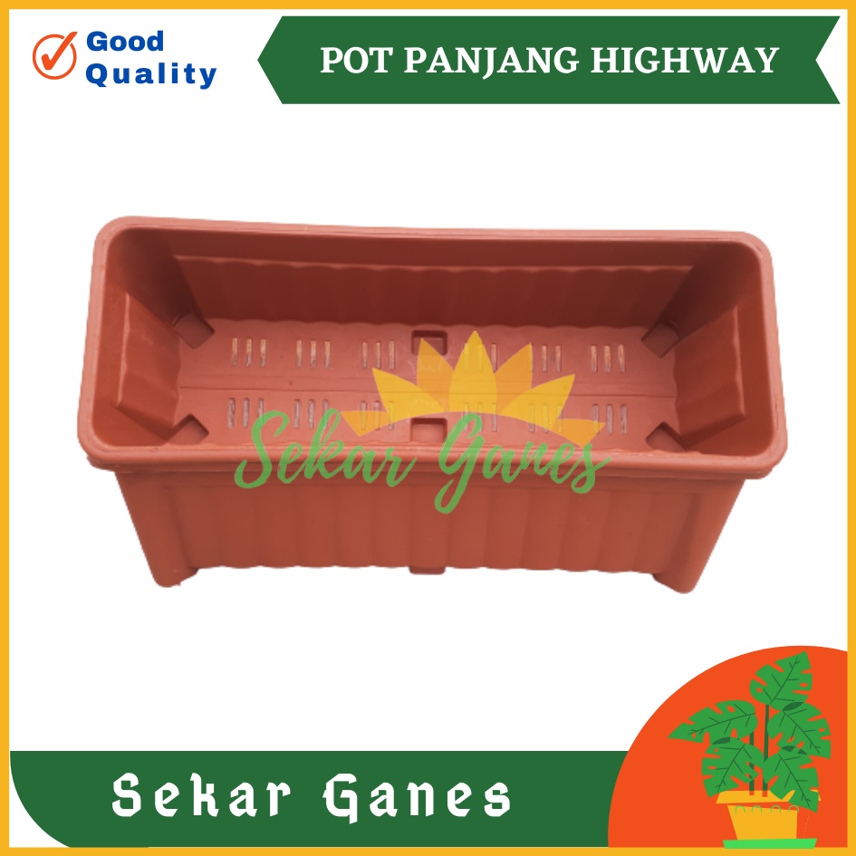 Pot Panjang Highway Coklat Merah Bata Pot Panjang Hw 50cm Pot Bunga Segi Panjang 50cm 70cm High Way Pot Panjang Plastik Putih Murah Gantung - Pot Panjang 50