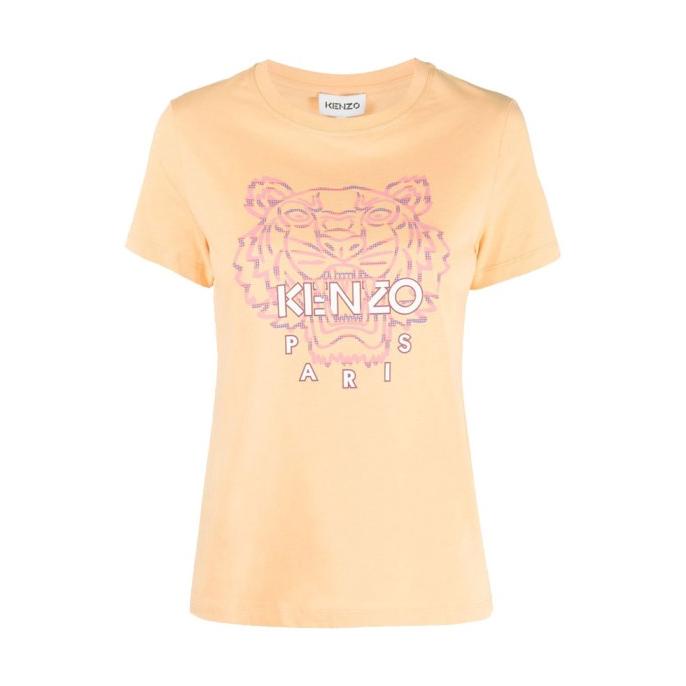 DISKON Kenzo Tiger Embroidered Loose T-Shirt Orange Purple Wom