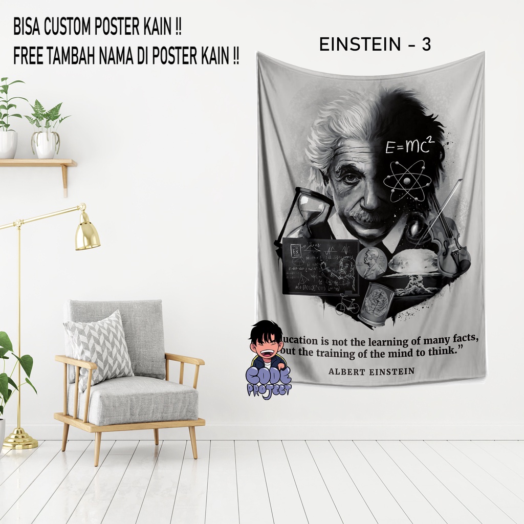 POSTER KAIN ALBERT EINSTEIN - ALBERT EINSTEIN - hiasan dinding - dekorasi dinding kamar albert einst
