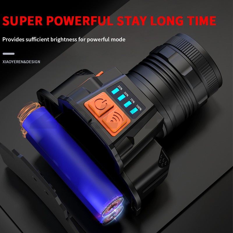 Senter Kepala Led Super Terang Senter Kuat Outdoor Lampu Induksi T8 Zoom USB Isi Ulang Tahan Air Adjustable Ikat Kepala Outdoor Hiking Camping Memancing 10W