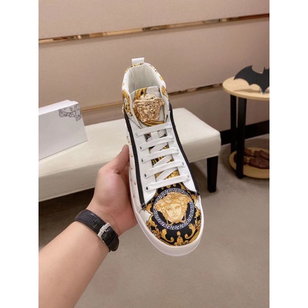 sepatu pria boot putih sneaker vers4ce cowok high top men shoes mirror p1shoes