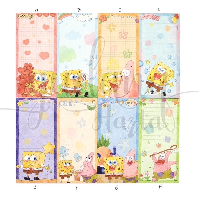 Memo Spongebob Memopad Motif Karakter Film Kartun Laut Animasi DIY Scrapbook GH 301487