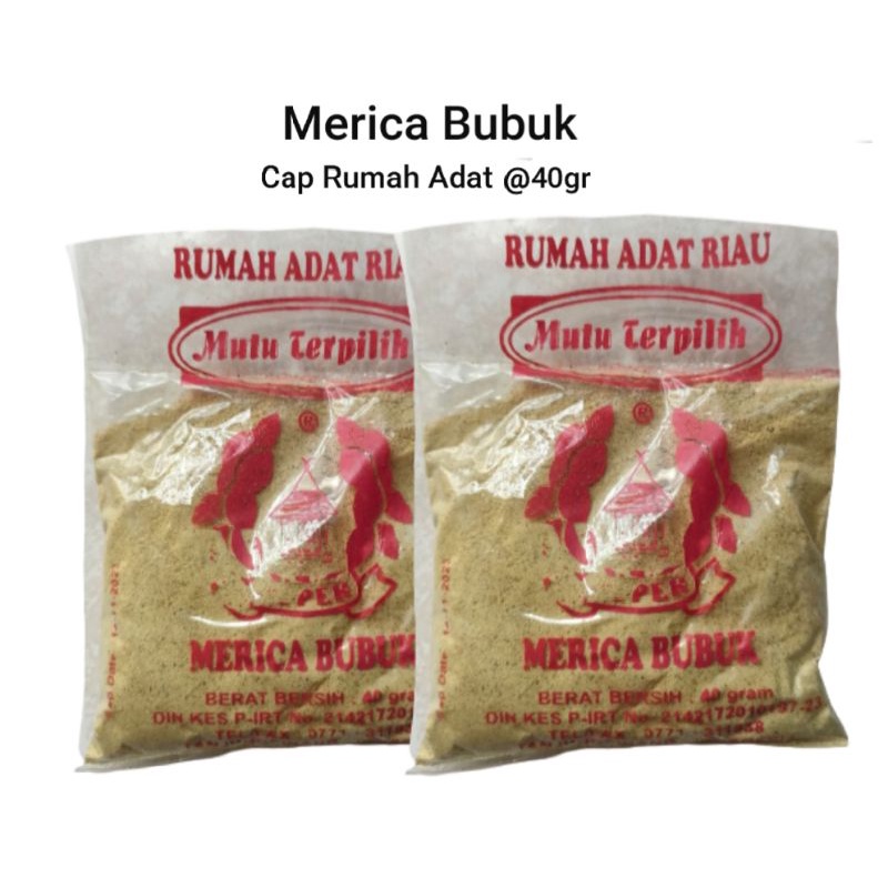 

Merica Putih Bubuk / Lada Putih Bubuk Cap Rumah Adat 40gr