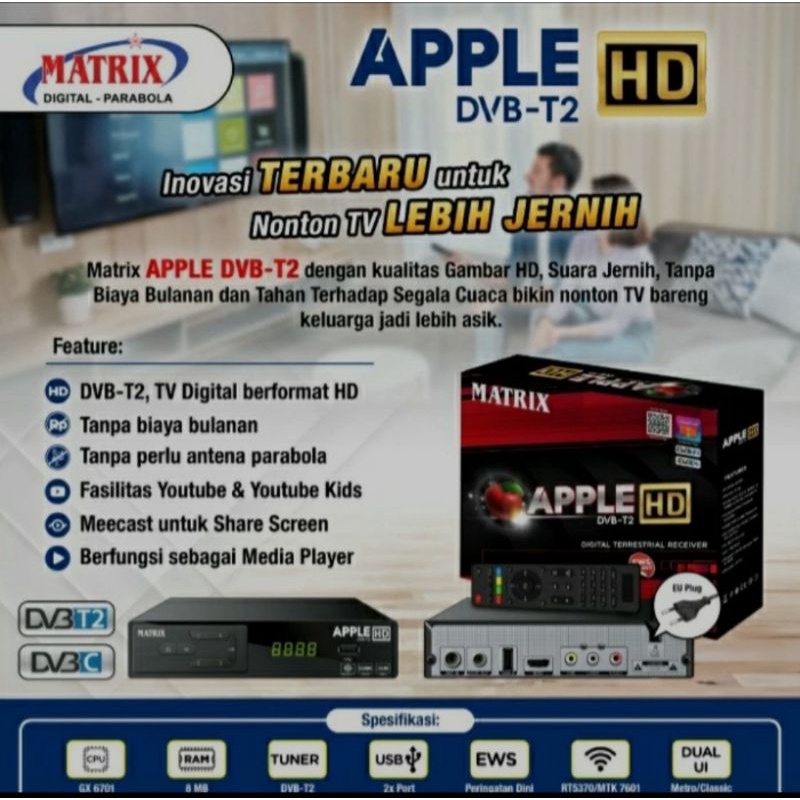 SET TOP BOX MATRIX APPLE MERAH DVB-T2