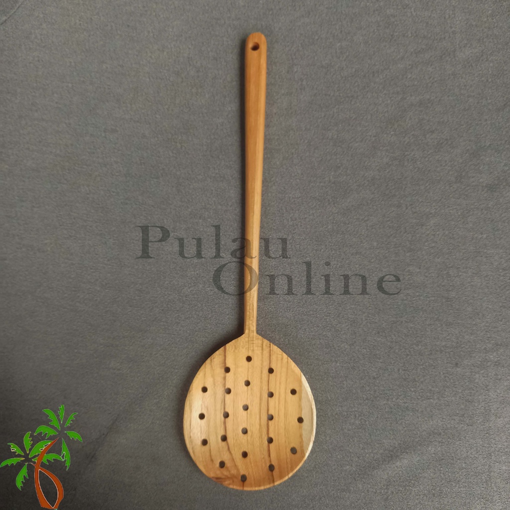 Spatula kayu Bulat Lobang Jaring sawo 35cm 40cm - Sutil kayu jaring