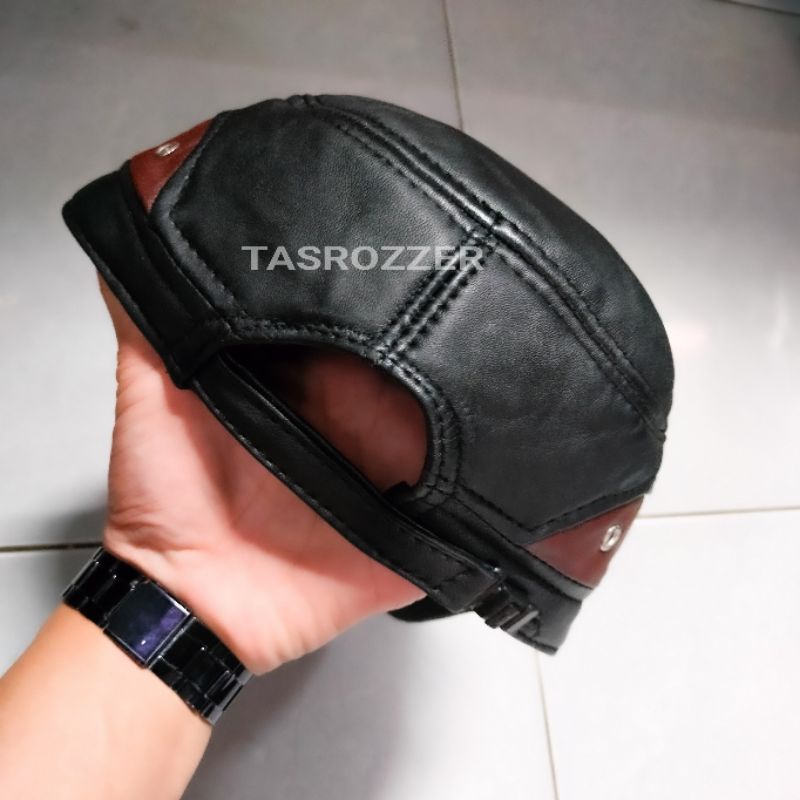 Topi pria kulit asli variasi coklat