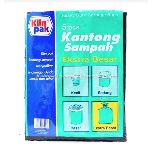 Klin Pak Kantong Sampah Extra Besar 12pcs Plastik Sampah Hitam Ukuran Jumbo 120cmx100cm Klinpack Klinpak Black Heavy Duty Garbage Trash Bags Plastic Bag Big Size