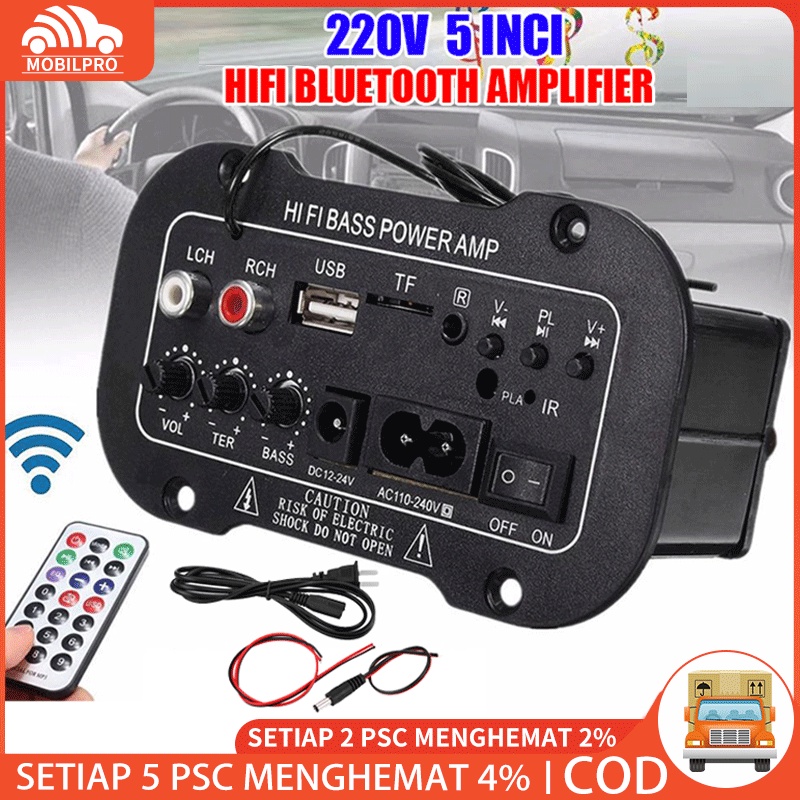 Amplifier Board Karaoke Audio Bluetooth USB FM Radio TF Player Subwoofer