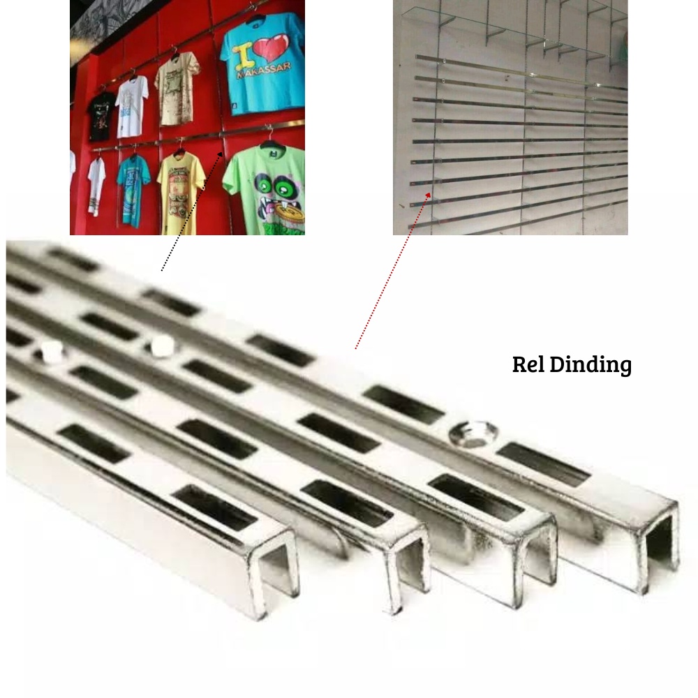 Tiang Bracket Rel Dinding 1 Meter + Sekrup Fisher