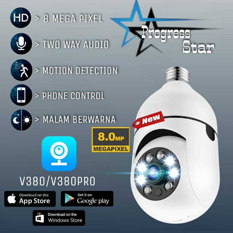 Camera Cctv Ip Wifi Hd 1080p Panoramic 360 Derajat Bentuk Lampu