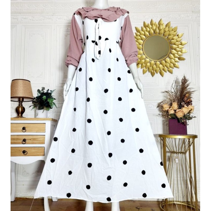 (COD) Gamis CRINGKLE POM-2 TERBARU
