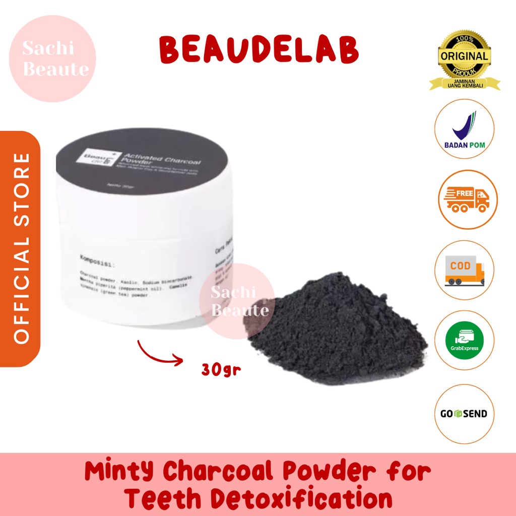 Minty Charcoal Powder for Teeth Detoxification | Beaudelab Arang Aktif Detoks Karang &amp; Pemutih Gigi | 30 gr NewLab New Lab