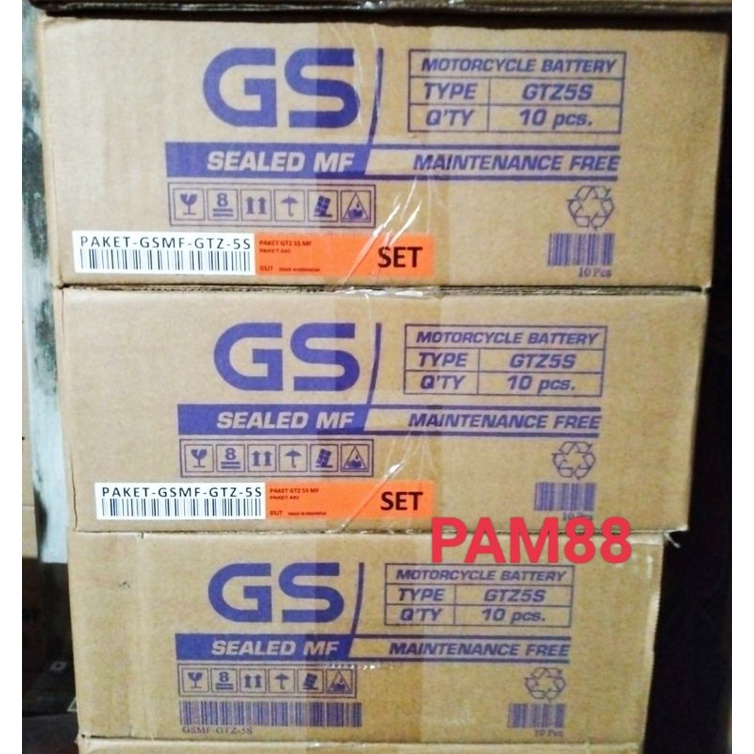 Aki GS / Aki GTZ -5S ( aki kering )..1 dus = 10 pcs..beat,Vario 110,supra x 125 , Revo absolute