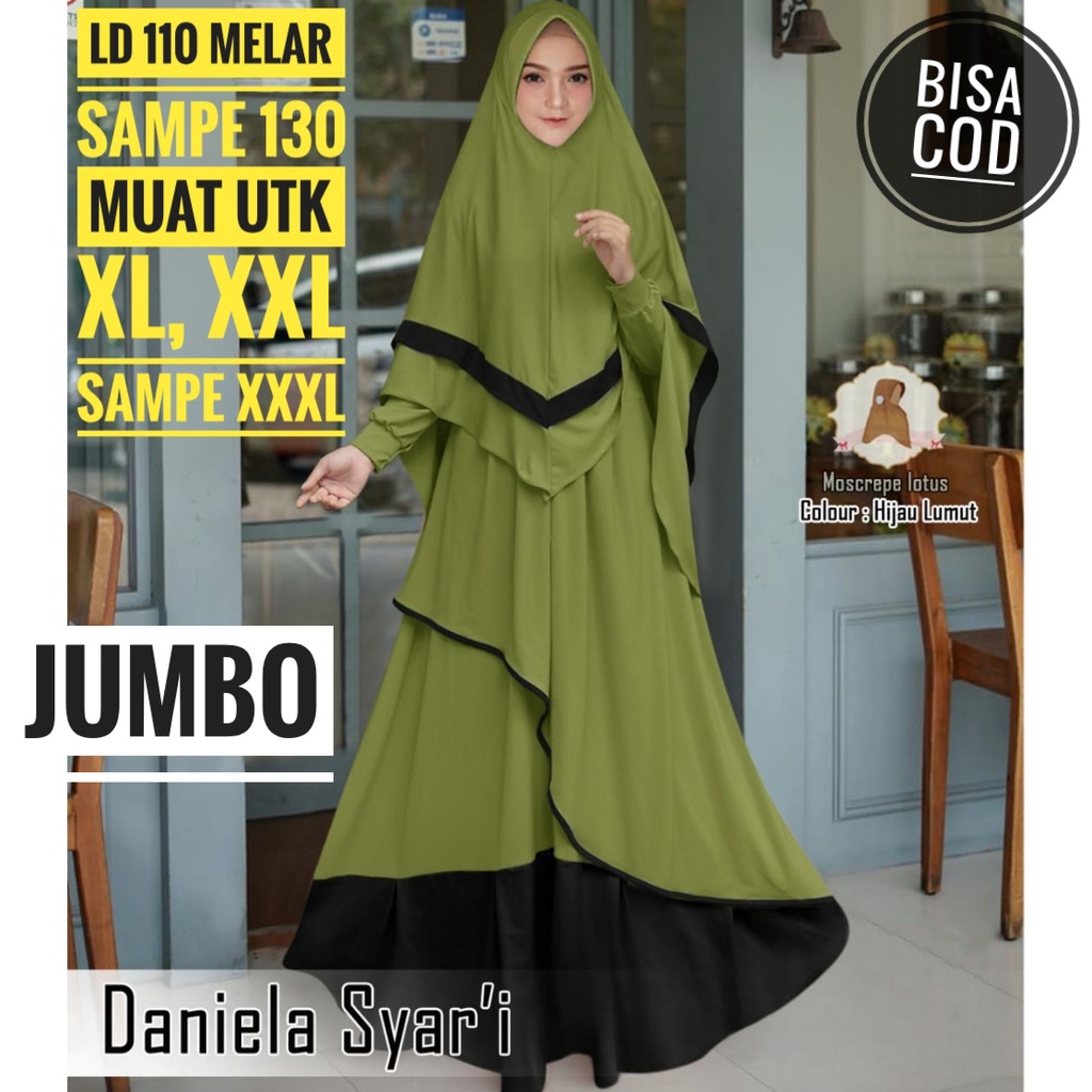 LD 110-130 Gamis Brokat Jumbo DANIELA Baju Pesta Brukat Big size XXXL Polos Mewah