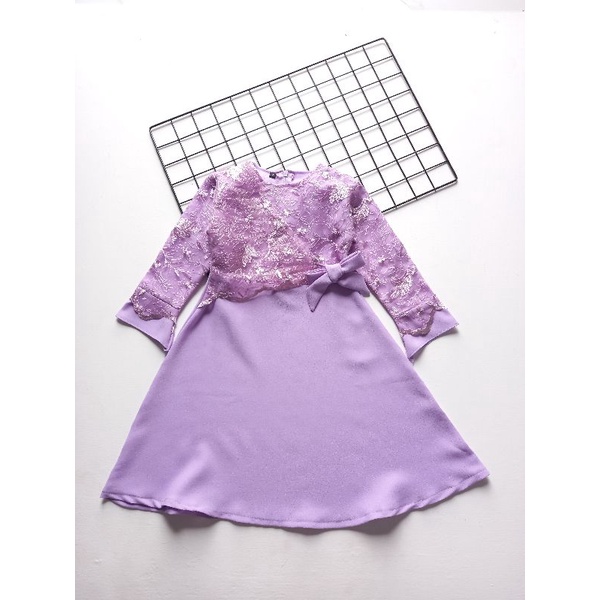 DRESS BRUKAT MUTIARA ANAK LENGAN PANJANG 1-10 TAHUN