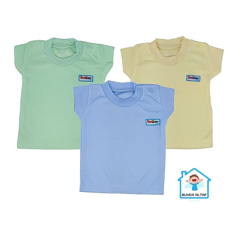 Kaos Bayi Polos Kancing Pundak S M L XL SNI