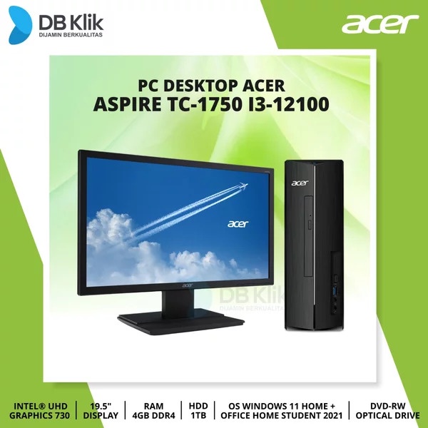 PC Desktop ACER Aspire TC-1750 i3-12100 4G HDD 1TB DVDRW W11+OHS 19.5&quot;