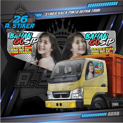 Stiker Decal Kaca Pintu All Truck Canter, Ragasa, Umplung, Giga, Dyna, Elf Macan Dll Custom Bisa Req