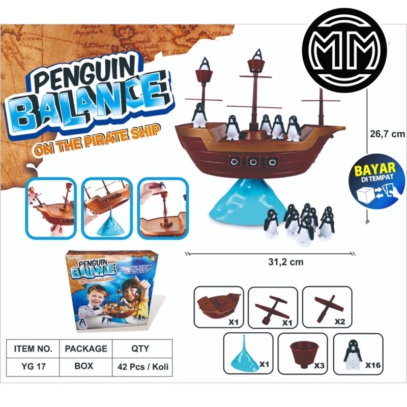 Jc Mainan Boat Pinguin Balance game Jaga keseimbangan Kapal Pinguin Lucu YG17