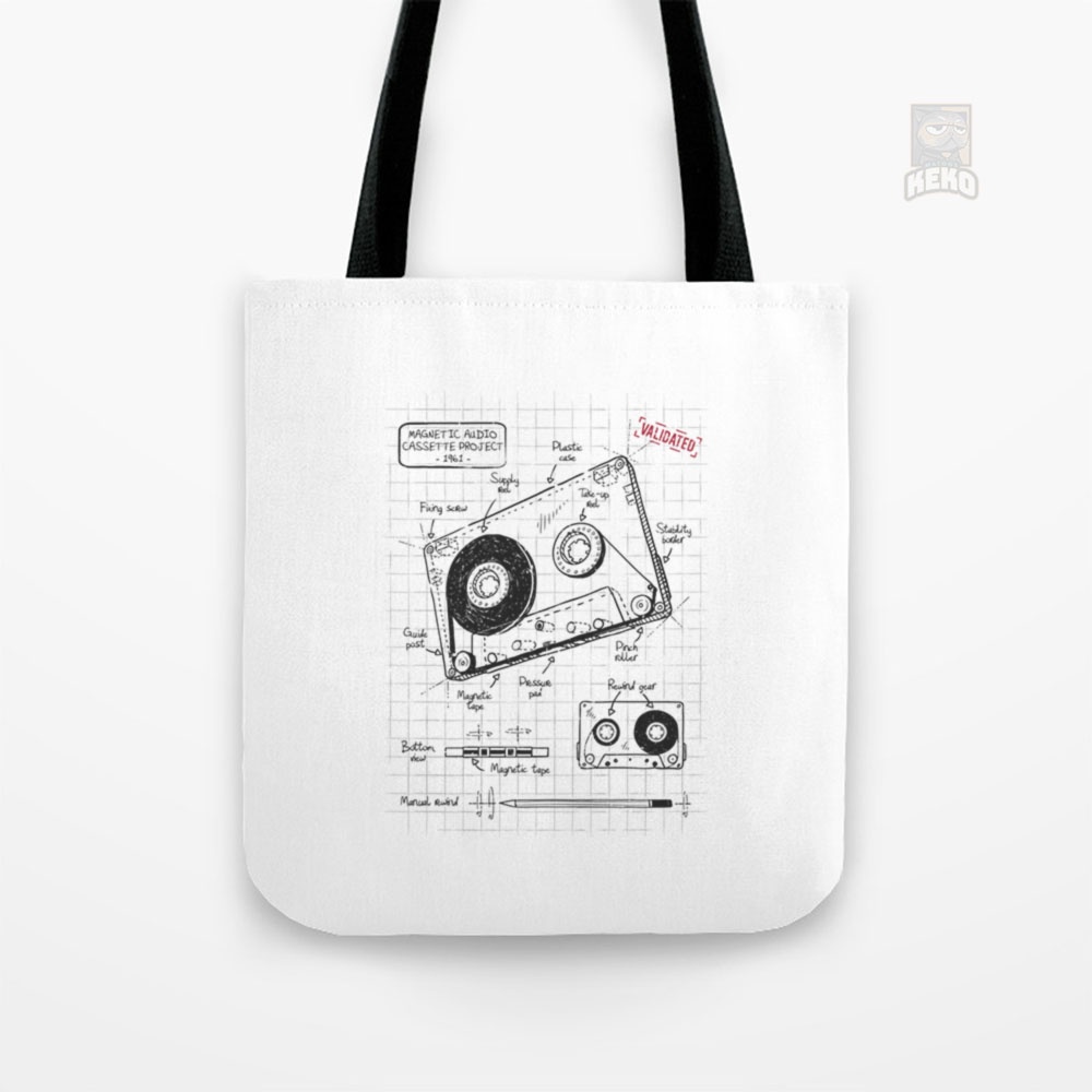 Tote Bag Kanvas Cassette tape