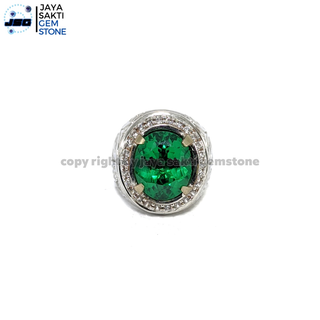 Natural Batu Permata Green Topaz Ring Alpaka German HQ GT04